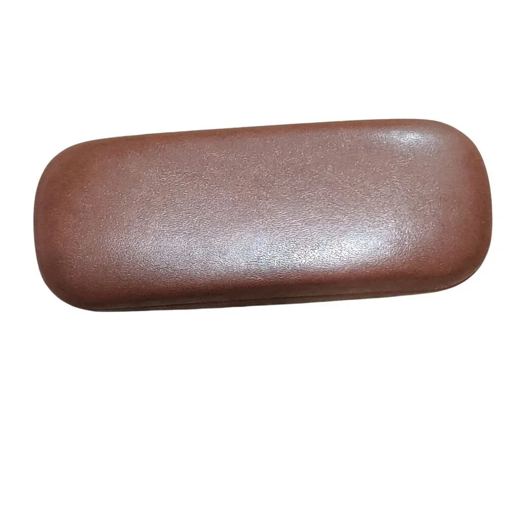 Brown Eyeglass Case Structured Clamshell Hard Shell Glasses Protective Storage